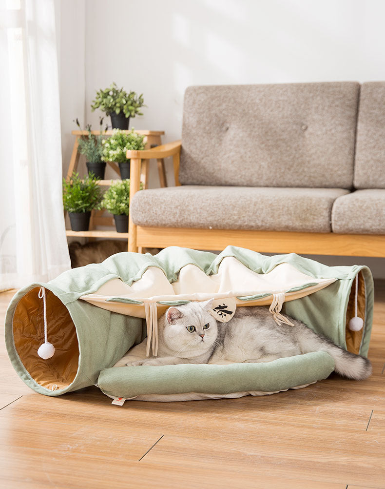 Collapsible Cat Tunnel with Bed