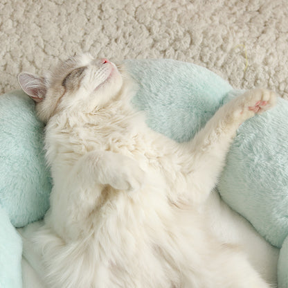 Velvet Round Flower Cat Bed