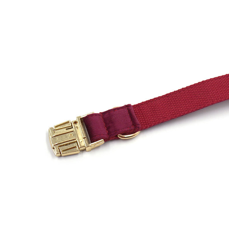 Custom - Soft Burgundy Velvet Dog Collar