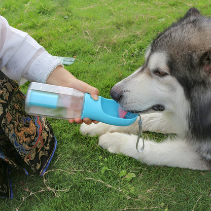 Portable Pet Water Bottle And Food Feeder/Poop Bag Dispenser 3 In 1 Leak-proof