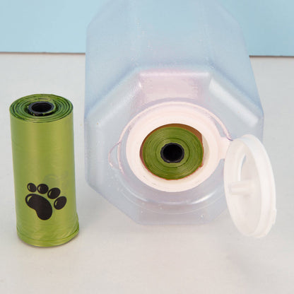 Portable Pet Water Bottle And Food Feeder/Poop Bag Dispenser 3 In 1 Leak-proof