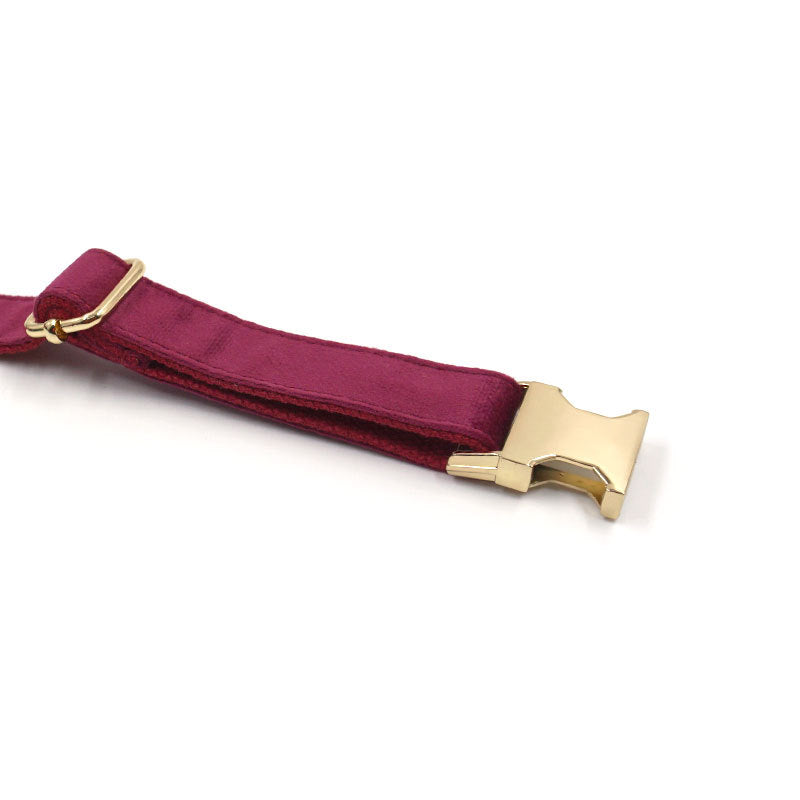 Custom - Soft Burgundy Velvet Dog Collar