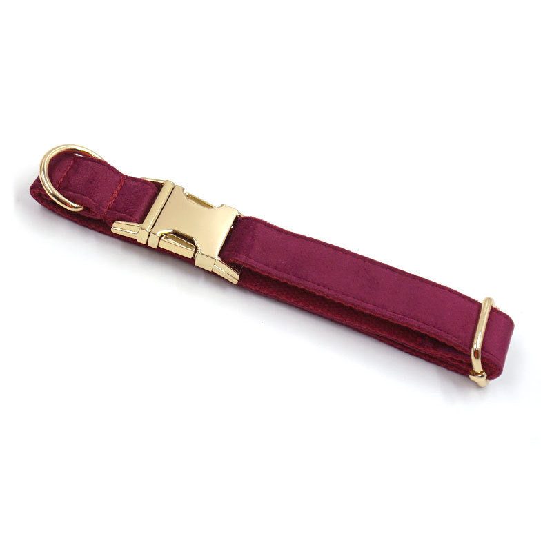 Custom - Soft Burgundy Velvet Dog Collar