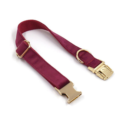 Custom - Soft Burgundy Velvet Dog Collar