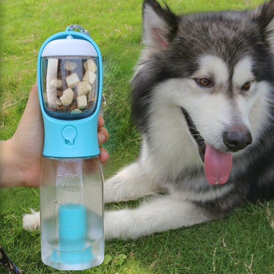 Portable Pet Water Bottle And Food Feeder/Poop Bag Dispenser 3 In 1 Leak-proof