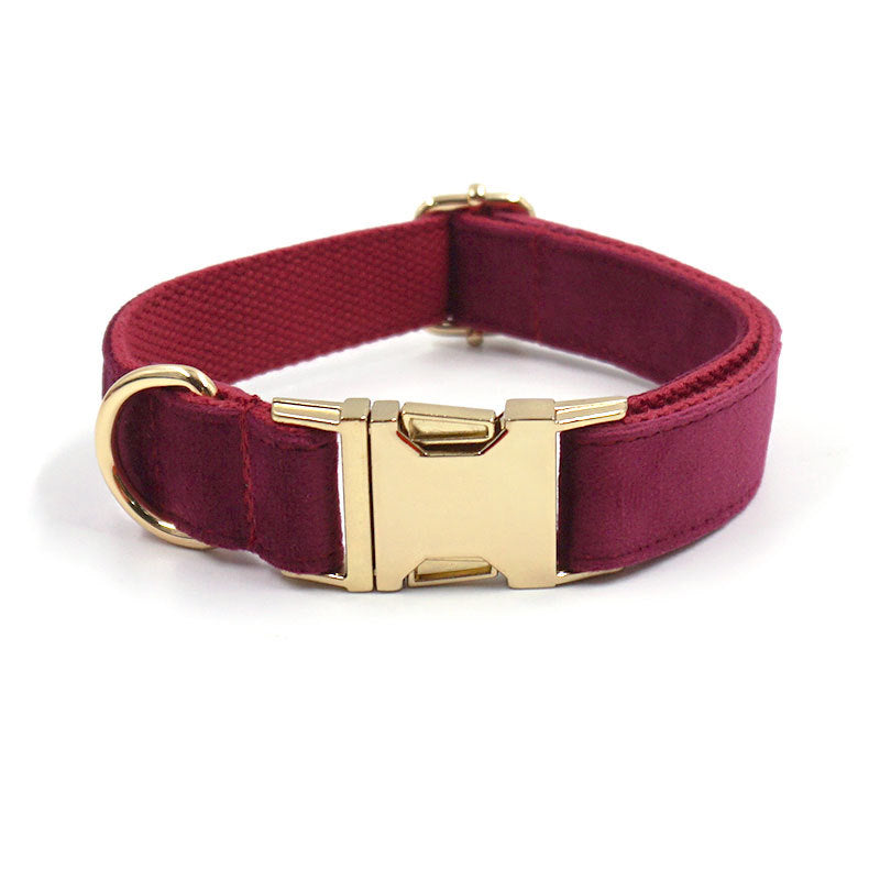 Custom - Soft Burgundy Velvet Dog Collar